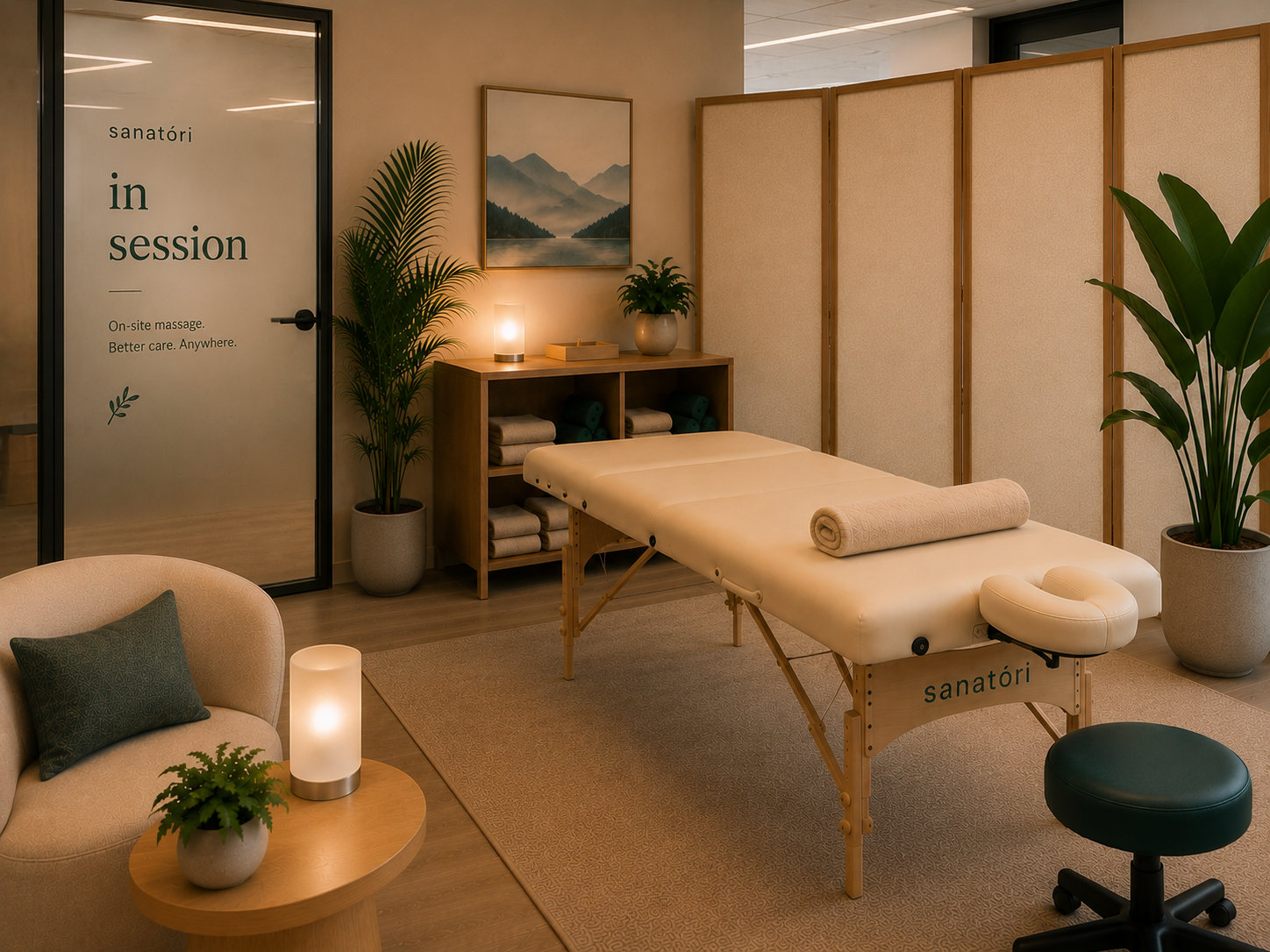 Sanatōri massage studio, in session